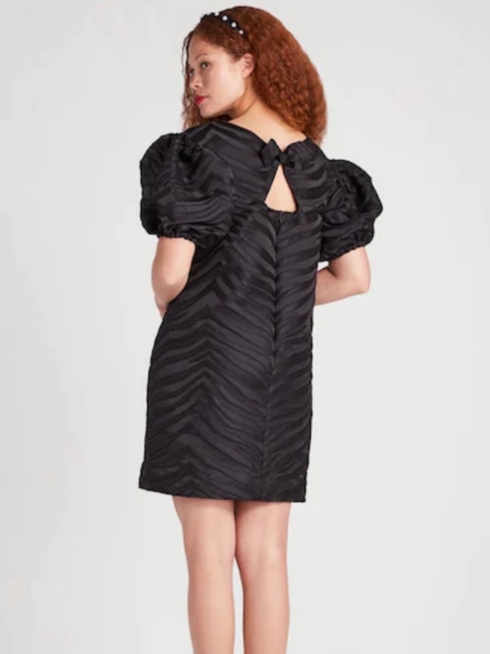 kate spade Black Textured Zebra-Stripe Mini Dress - Picture 2 of 5